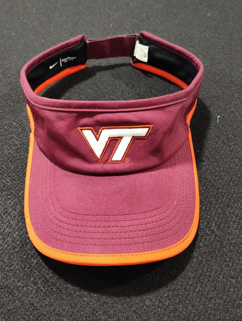 Nike Virginia Tech Hokies Sideline Performance Visor, Maroon/Orange Dri-Fit